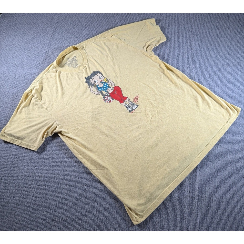 Betty Boop Yellow Short Sleeve T-shirt 2XL Casual Leisure Super‎ Fresh